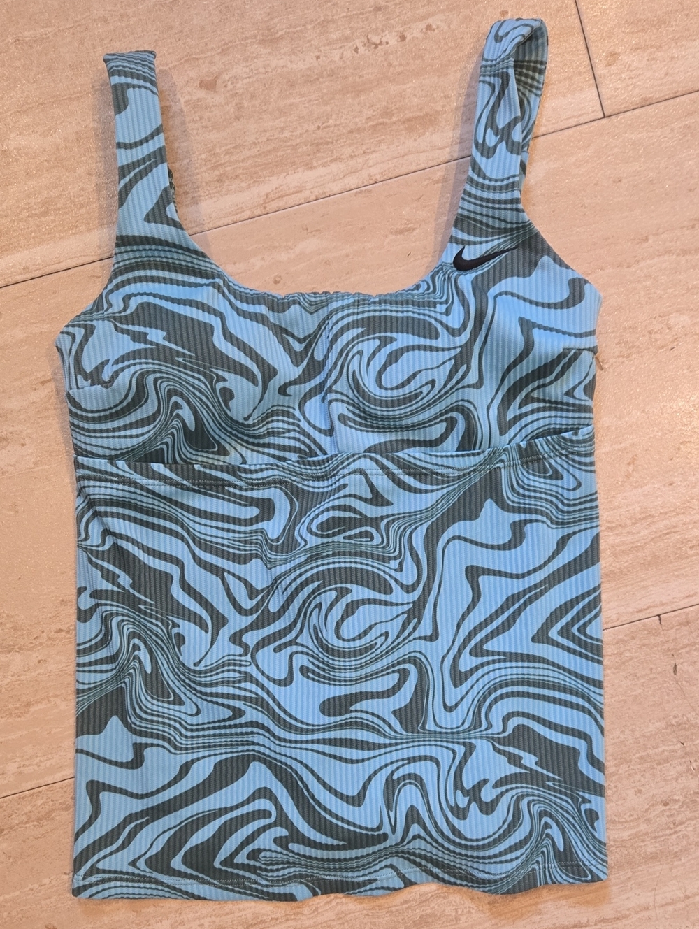 Nike Blue/Green Swirl Design Ribbed Tank/Tankini Top